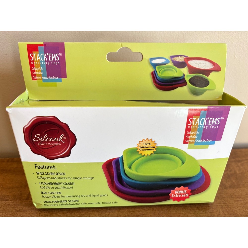 Silcook Stack Ems‎ Collapsible Silicone Measuring Cups 8 Pc Multicolor